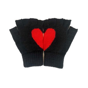 Alpaca Fingerless heart Gloves